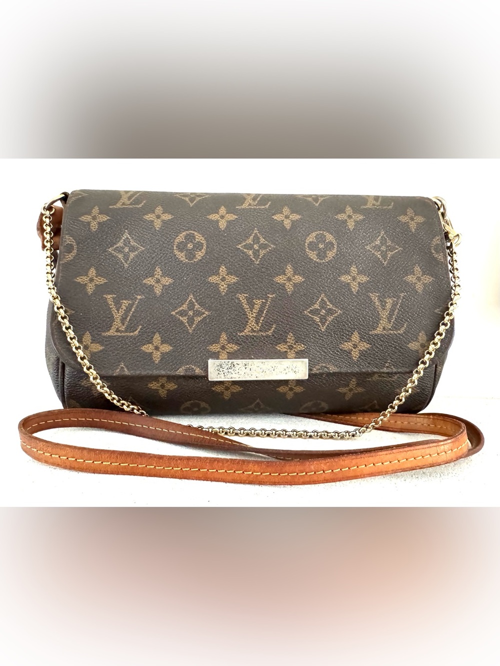 LOUIS VUITTON Favorite MM Monogram Crossbody Bag Chain Strap Authentic